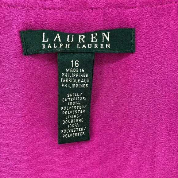 Lauren Ralph Lauren Dress Womens 16 Purple Tank Shift Pintuck Pleat Knee Pockets - Picture 5 of 9